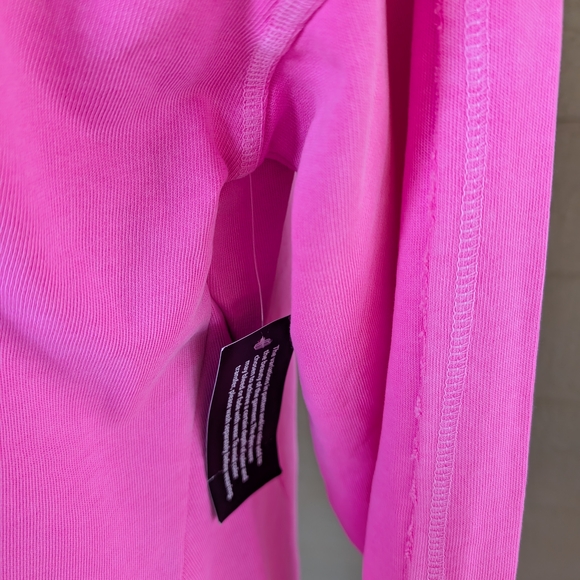 LOGO by Lori Goldstein Florescent Pink Sweatshirt with Raw Edge Seams - Picture 3 of 6